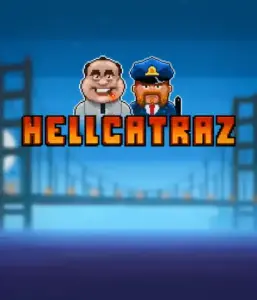 Explore the thrilling world of Hellcatraz slot by Relax Gaming, featuring a comic-style prisoner and a guard with the infamous Alcatraz prison and San Francisco skyline in the background. This graphic depicts the fun and humor of an escape-themed game, ideal for players looking for a unique slot experience, providing a entertaining adventure. 