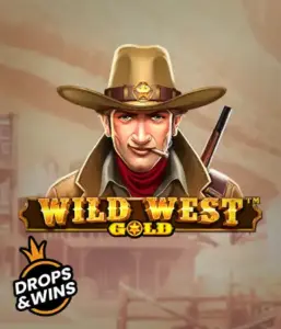  Meet the daring sheriff of "Wild West Gold," a captivating slot game by Pragmatic Play. The visual features a confident sheriff with a golden star badge, set against a dusty Old West town backdrop. The game's title is boldly featured in a stylized font, complementing the Wild West adventure theme. 