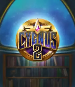 Experience the magical visuals of Cygnus 2 Slot by ELK Studios, showcasing a luxurious golden emblem with a bright color scheme. With a backdrop of a mystical library setting, this image captures the essence of adventure and mystery. 